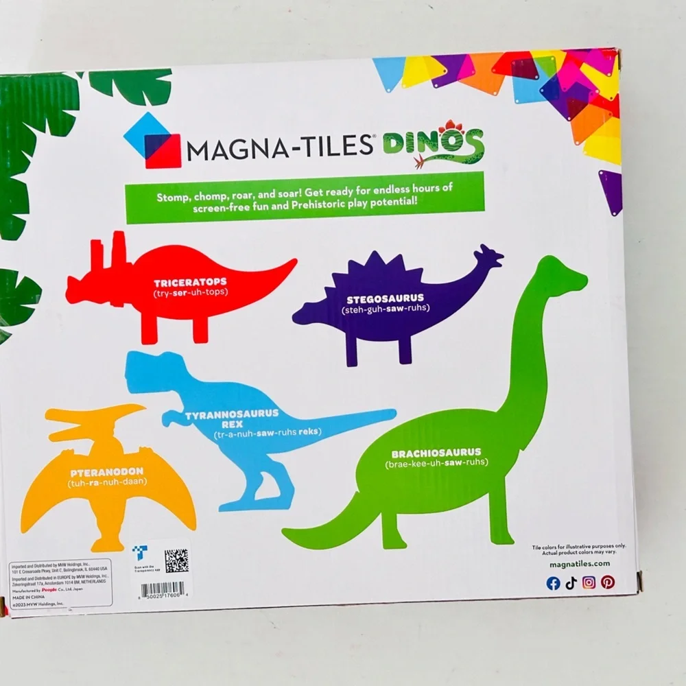 Magna-Tiles | Dino 5-Piece Magnetic Construction Set Dinosaurs Toy